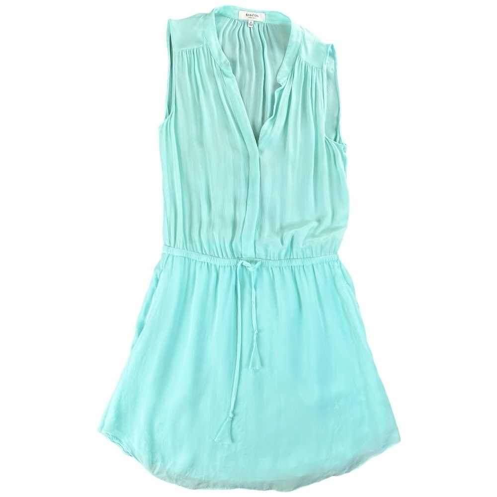 Aritzia Babaton Benedict Mini Dress Turquoise In 100% Silk Size XS